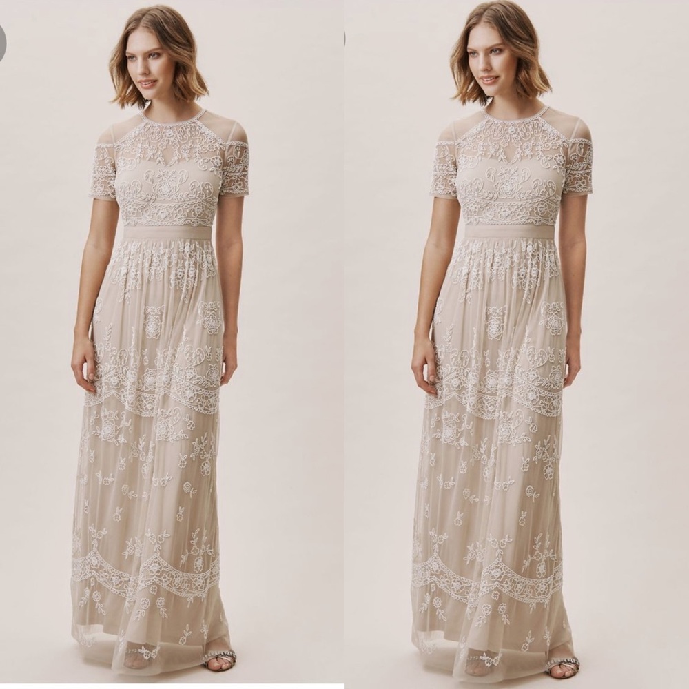 BHLDN Elegant Lace Wedding Dress in Cream
